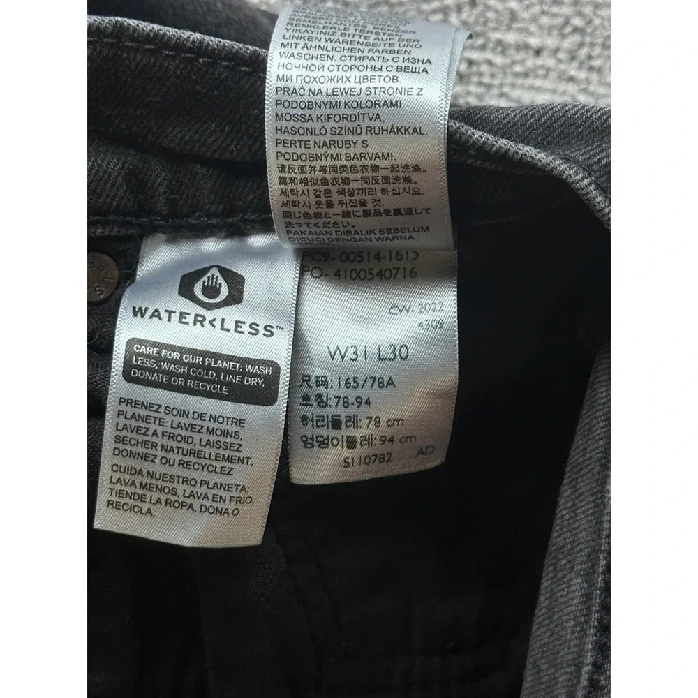 Levis Premium 514 Straight Jeans Men W31 L30 Black Stretch Faded Western Rocker